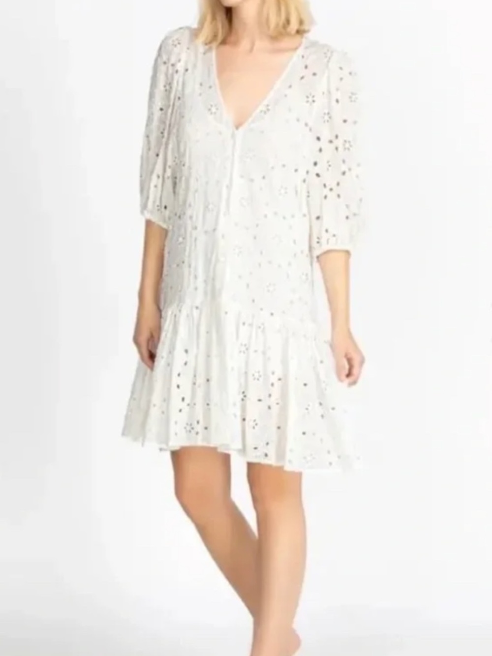 Johnny Was Maurice White Eyelet Dress - S 🌟
